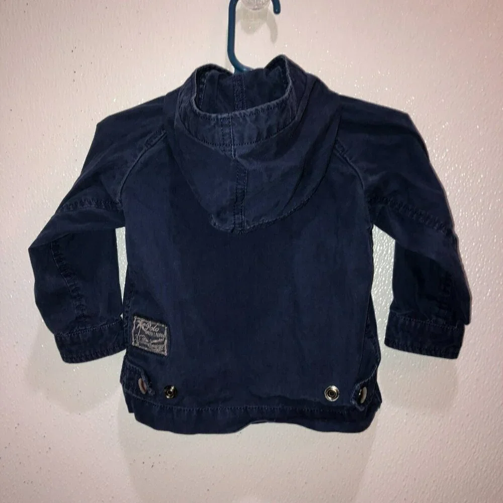 Polo Ralph Lauren Toddler Size 9M Navy Blue Full Zip Pockets Hooded Jacket Coat